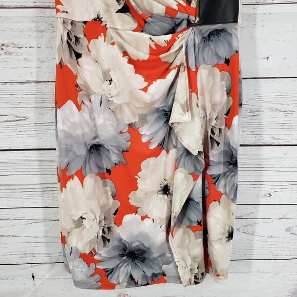Calvin Klein Women's Floral Ruched Faux Wrap Sleeveless Dress Size Medium - Picture 6 of 14